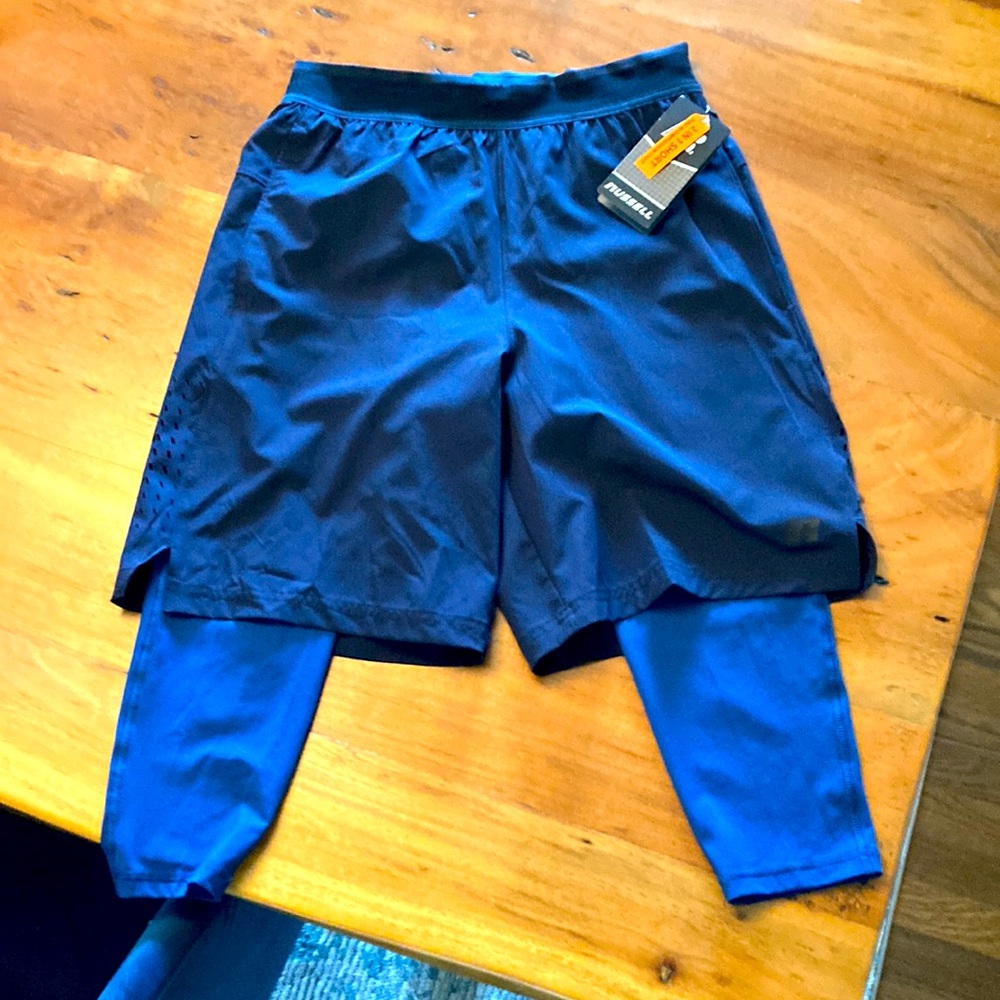 Two in one short leggings for men